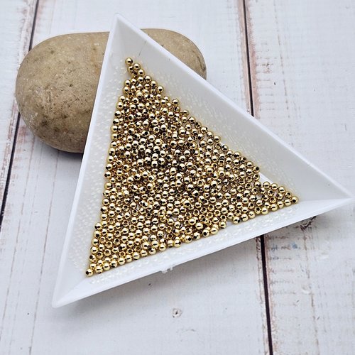 500 perles rondes 2mm acier inoxydable doré