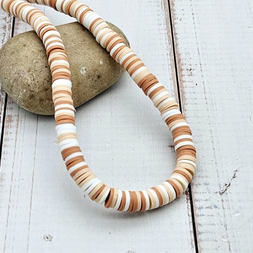 360 perles heishi brun sable blanc 6mm