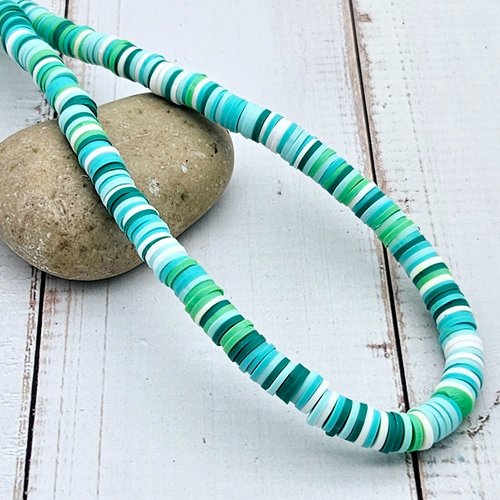 360 perles heishi tons vert et turquoise 6mm