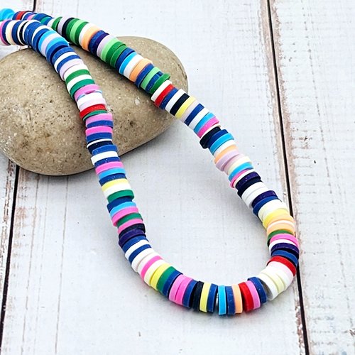 290 perles heishi tons multicolores foncés 6mm