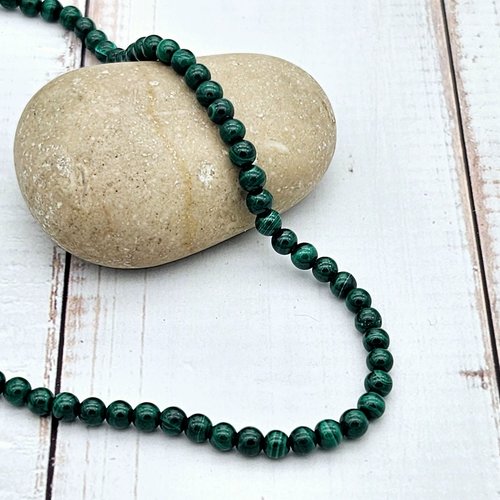 30 perles malachite rondes 4mm