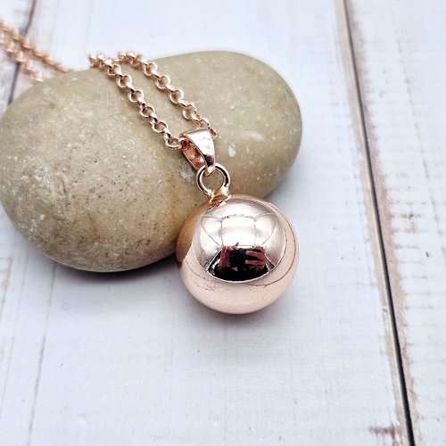 Bola de grossesse or rose – 18mm avec chaîne et bélière (80cm)