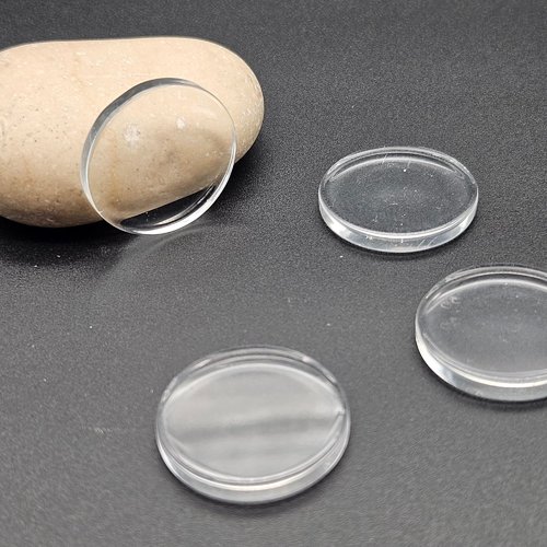 20 cabochons plats en verre 25mm