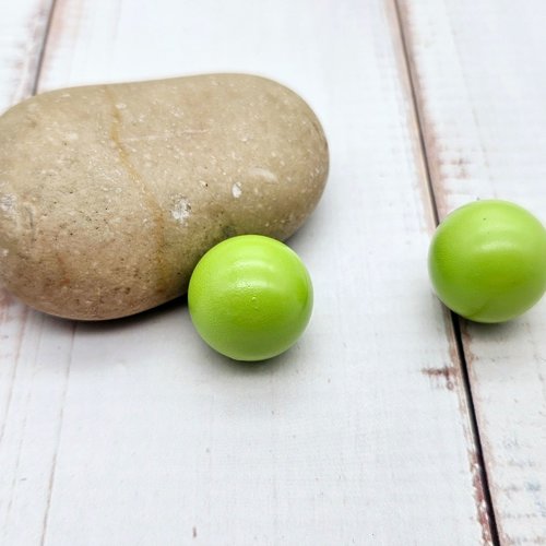 2 perles sonores 16mm couleur vert anis création bolas de grossesse