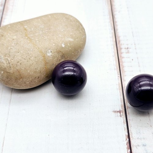 2 perles sonores 16mm couleur violet foncé création bolas de grossesse
