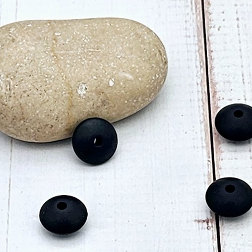 10 perles lentilles en silicone 12mm noir