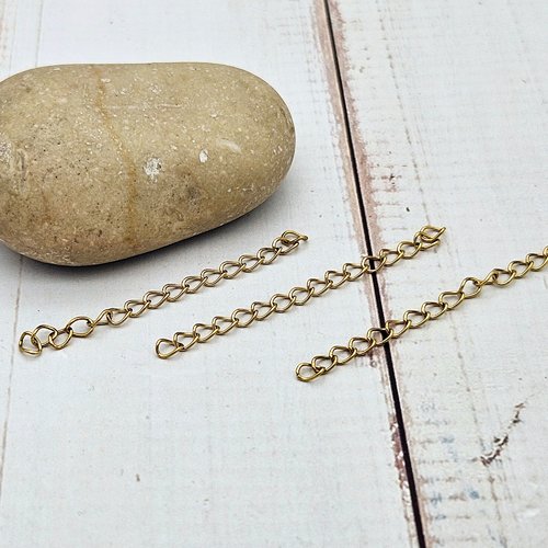10 chaînettes d'extension maille courbée acier inoxydable doré