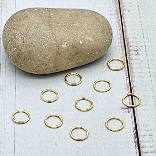 50 anneaux de jonction 8mm acier inoxydable or 18 carats