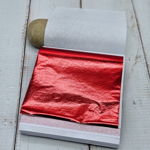 100 feuilles à dorer - couleur rouge (8x8 cm)
