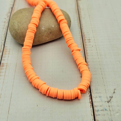 290 perles heishi orange néon 6mm