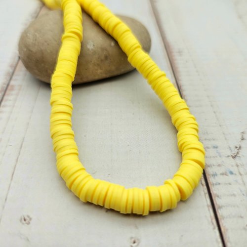 290 perles heishi jaune néon 6mm