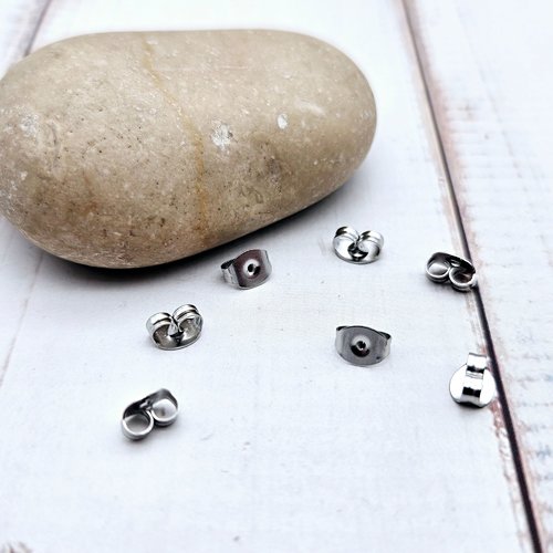 50 bouchons stoppeurs papillons acier inoxydable pour boucles d'oreilles