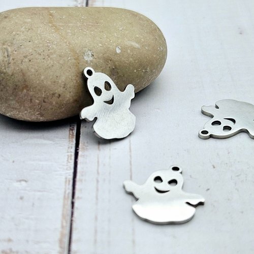 5 breloques fantôme halloween acier inoxydable