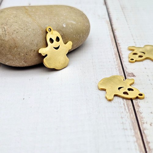 5 breloques fantôme halloween acier inoxydable doré