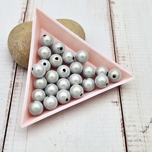 45 perles miracle argentées 8mm
