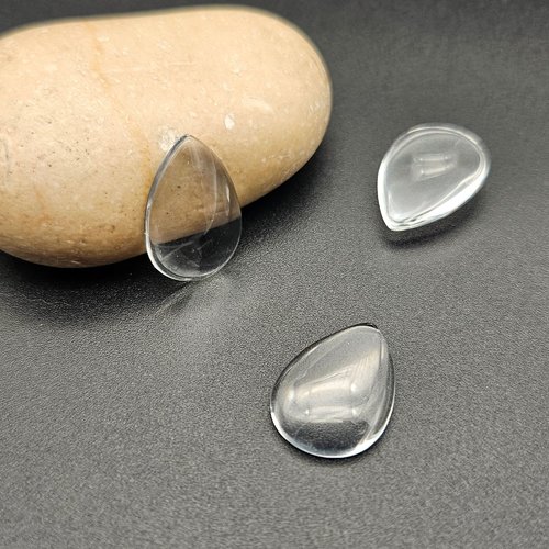 20 cabochons en verre goutte 18x13mm