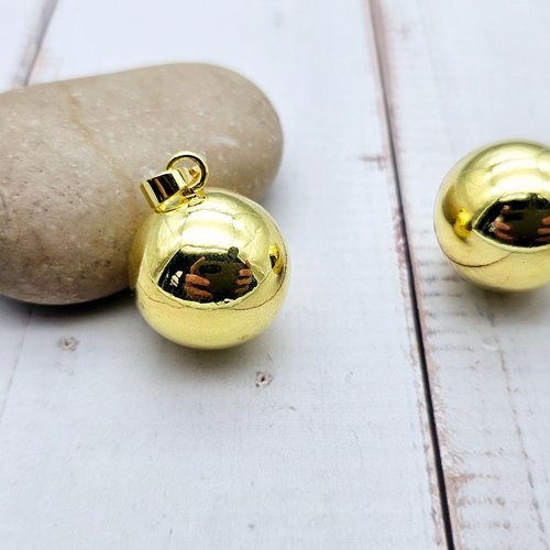 2 pendentifs bola bille sonore 20,5mm doré- avec bélière