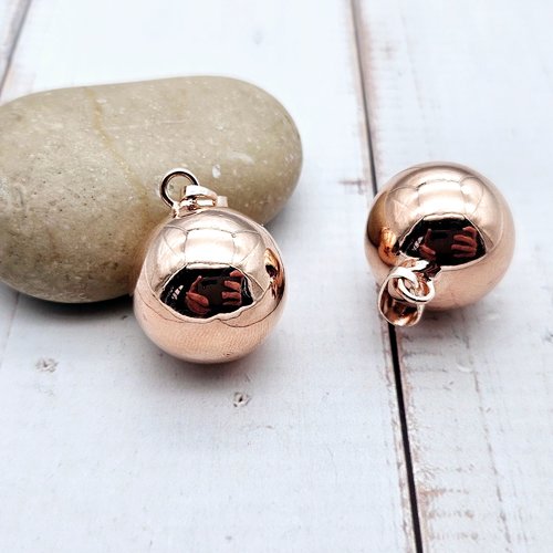 2 pendentifs bola bille sonore 20,5mm or rose - avec bélière