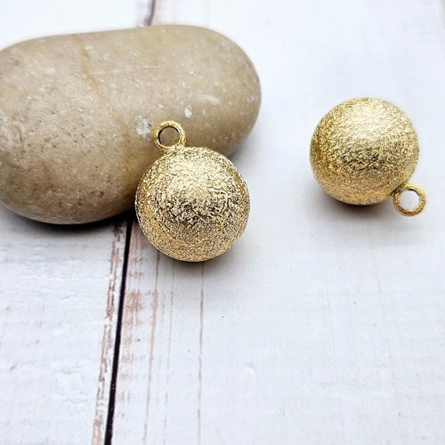 2 pendentifs bola texturé bille sonore or