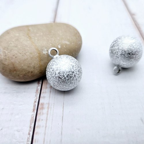 2 pendentifs bola texturé bille sonore argent
