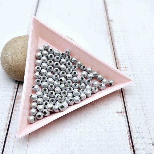 200 perles miracle argentées 4mm