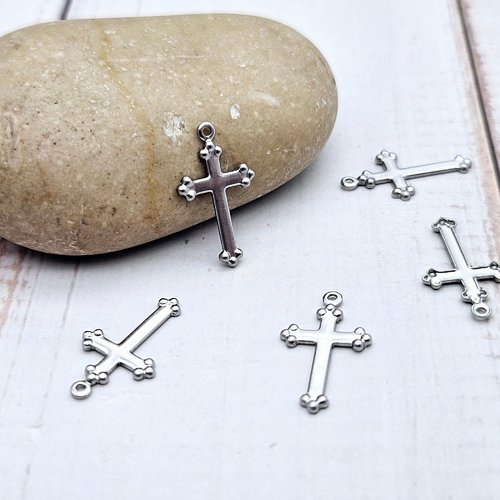 10 breloques croix religion 17,5mm acier inoxydable