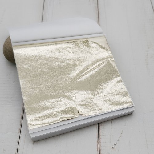 100 feuilles à dorer - imitation champagne argent (8x8 cm)