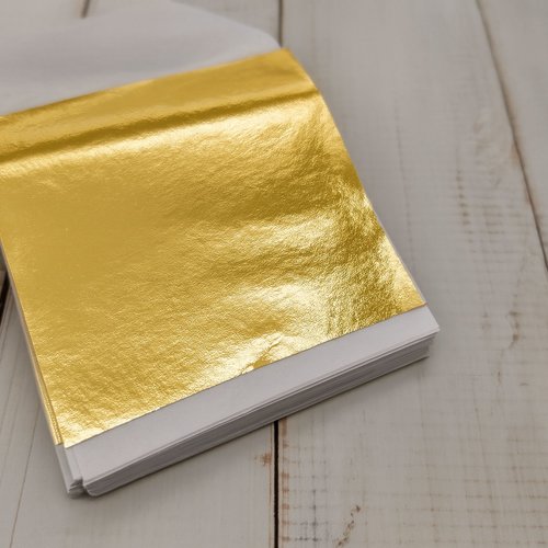 100 feuilles à dorer - imitation champagne or (8x8 cm)