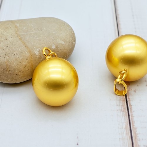 2 pendentifs bola bille sonore 20,5mm or mat - avec bélière