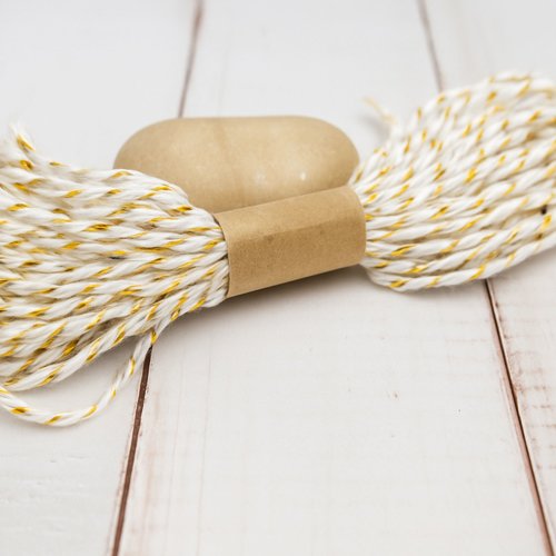 Ficelle baker’s twine blanc et or – 10 mètres