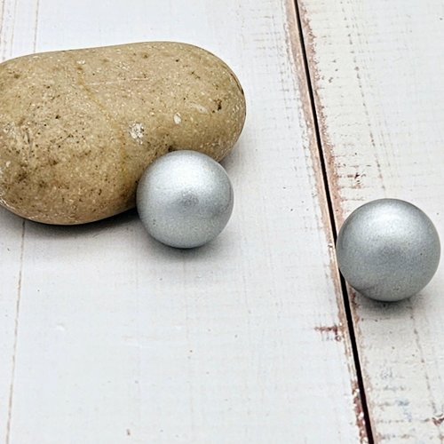2 perles sonores 16mm couleur argent gris création bolas de grossesse