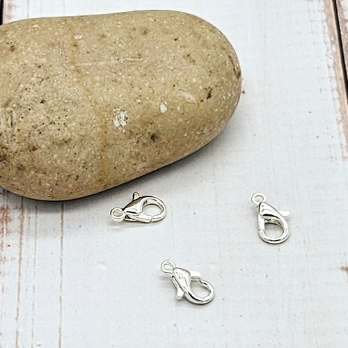 20 fermoirs mousquetons 10x5mm argent clair