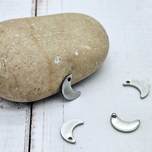 10 breloques croissant de lune acier inoxydable