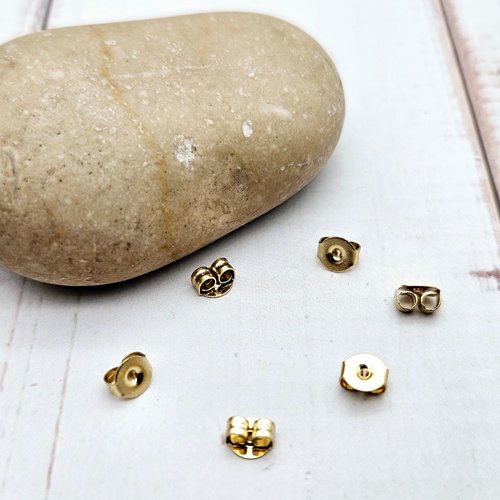 50 bouchons stoppeurs papillons acier inoxydable doré pour boucles d'oreilles