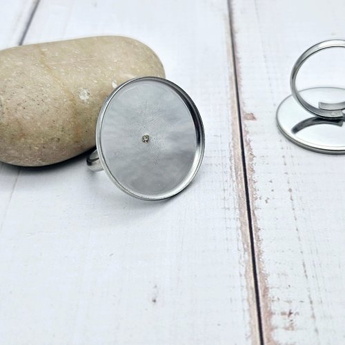 5 bagues plateau cabochon 25mm acier inoxydable