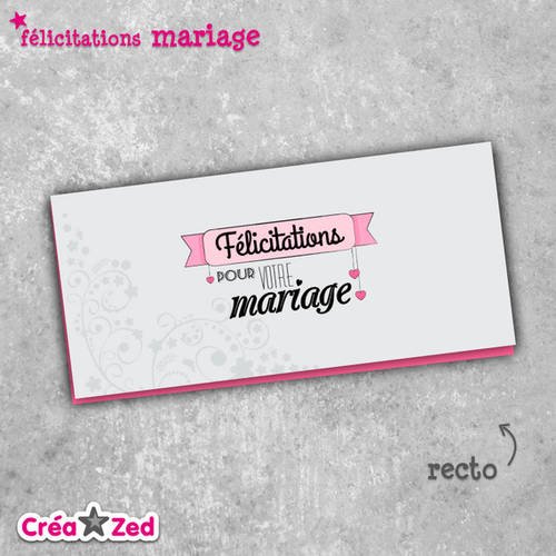 Carte de félicitations mariage en forme de bon cadeau vintage cœur citation originale