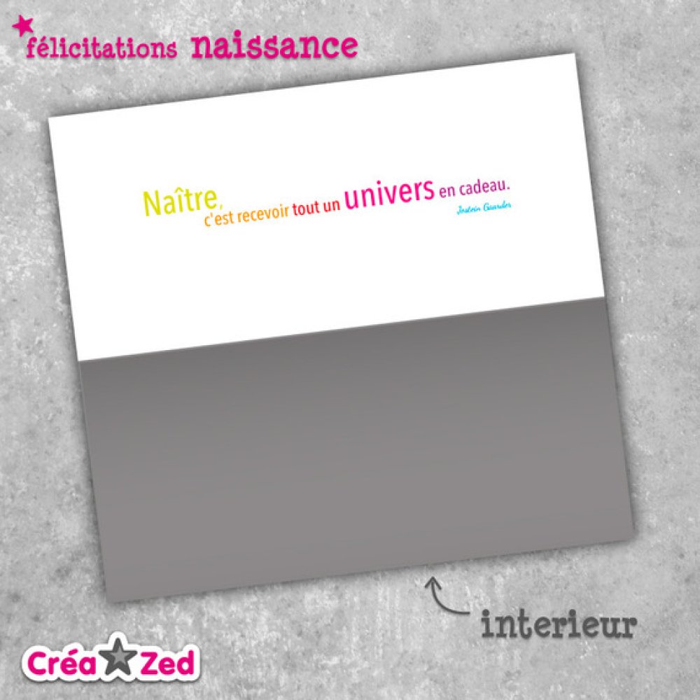Carte De Felicitations Naissance En Forme De Bon Cadeau Pop Citation Originale Un Grand Marche