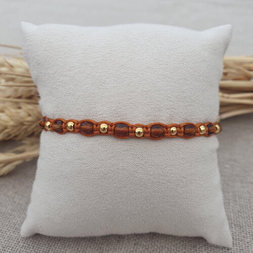 Bracelet réglable en cordon macramé et perles en verre tchèque