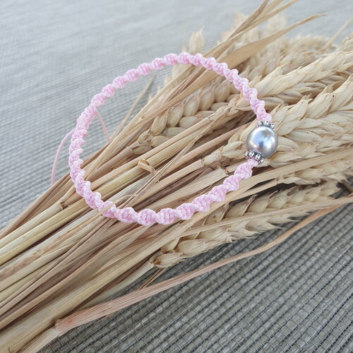 Bracelet réglable cordon macramé et perles