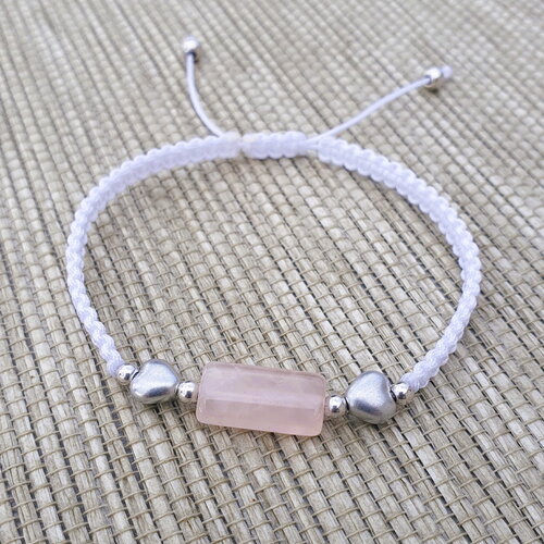 Bracelet tissé sur cordon macramé avec perles centrales en verre
