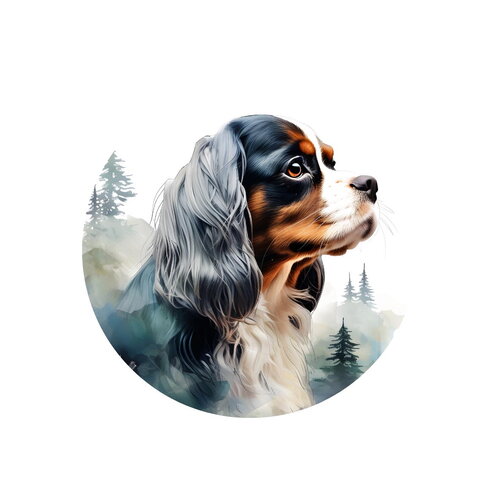 Porte clé chien - cavalier king charles - acrylique ou en bois
