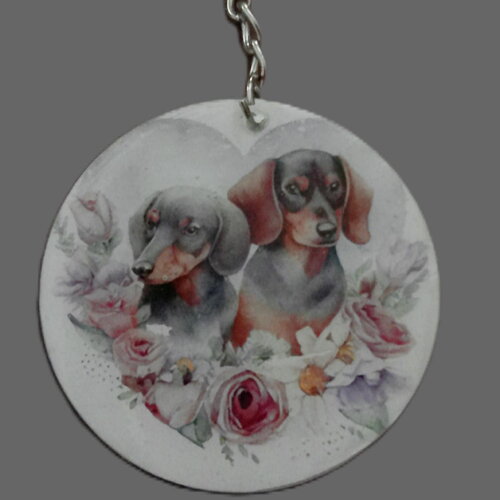 Porte clé chien - teckel - acrylique ou en bois