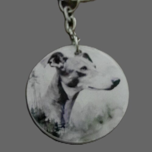 Porte clé chien - whippet ( lévrier ) - acrylique ou en bois