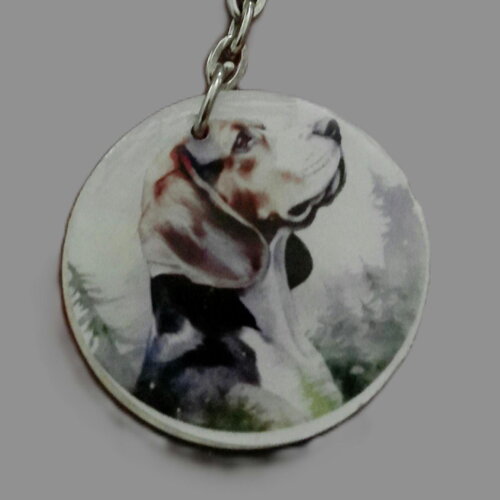 Porte clé chien - beagle - acrylique ou en bois