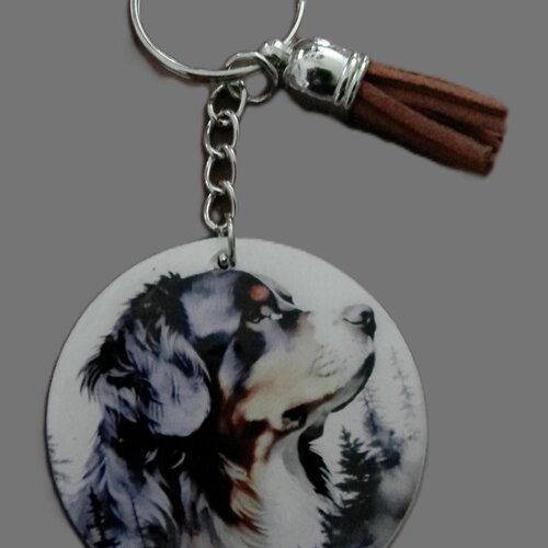 Porte clé chien - bouvier bernois - acrylique ou en bois