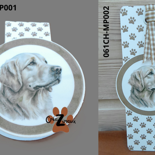 Marque page standard ou magnétique - chien - golden retriever