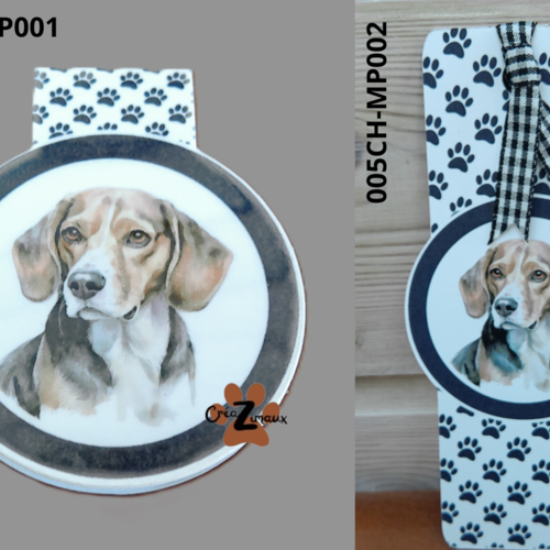 Marque page standard ou magnétique - chien - beagle