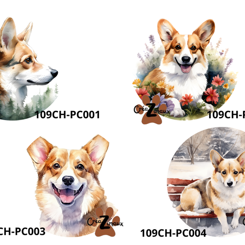 Porte clé chien - corgi - acrylique ou en bois
