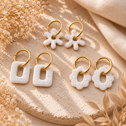 Pampilles blanches florales – élégance & douceur – fait main