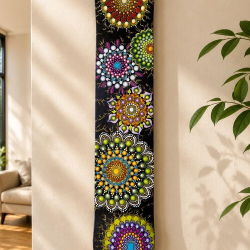 Skateboard décoratif mandala – peint à la main en dot painting – pièce unique